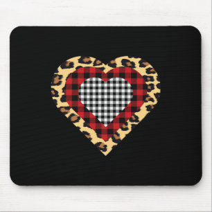 Drei Herzen Buffalo Leopard Karierter Valentinstag Mousepad