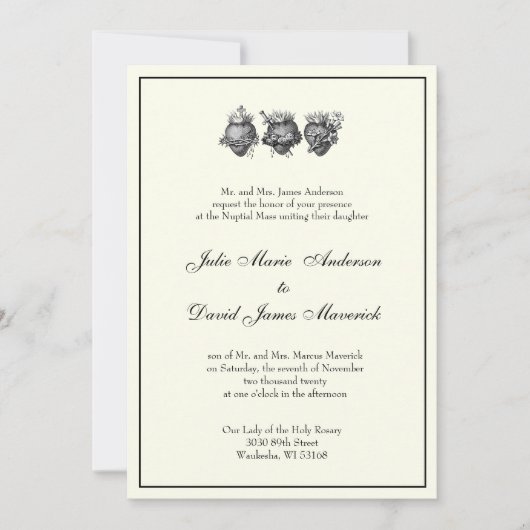 Drei Herzen Hochzeitsempfehlung Einladung (Vorderseite)