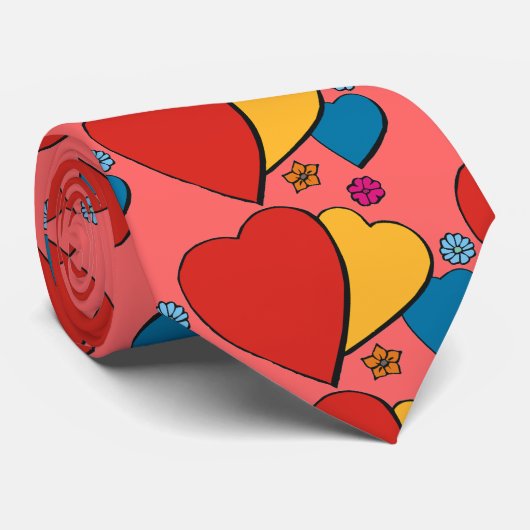 Drei Herzen - Krawatte (Gerollt)