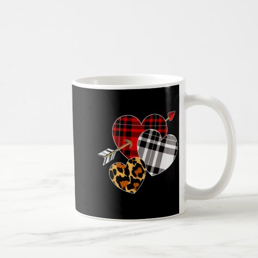 Drei Herzen Leopard Büffel Karo Valentinstag Kaffeetasse (Rechts)