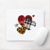 Drei Herzen Leopard Büffel Karo Valentinstag  Mousepad (Mit Mouse)
