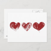Drei Herzen Postkarte (Vorne/Hinten)