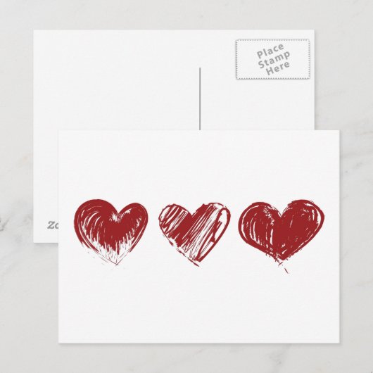 Drei Herzen Postkarte (Vorne/Hinten)
