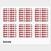 Drei Herzen Quadratischer Aufkleber (Blatt)