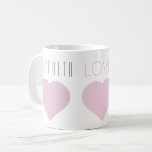 Drei Herzen Rosa und Weiße Tasse (Vorderseite Links)