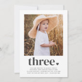 Drei Herzen - Square Foto 1. Geburtstag Einladung (Vorderseite)