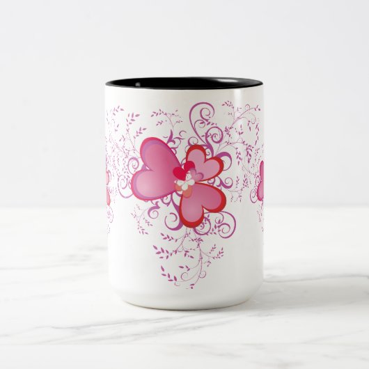 Drei Herzen Zweifarbige Tasse (Mittel)