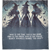 Drei Hexen am nächtlichen Starry Halloween Duschvorhang (Vorderseite)