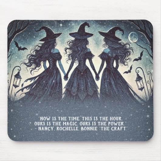 Drei Hexen am nächtlichen Starry Halloween Mousepad (Vorne)