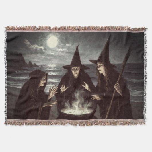 Drei Hexen Brew Cauldron Vollmond Strand Decke (Vorderseite)