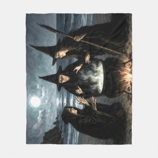 Drei Hexen Brew Cauldron Vollmond Strand Fleecedecke (Vorderseite)