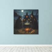 Drei Hexen Brew Cauldron Vollmond Strand Leinwanddruck (Insitu (Holzboden))