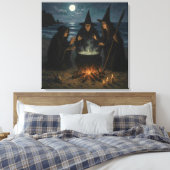 Drei Hexen Brew Cauldron Vollmond Strand Leinwanddruck (Insitu (Schlafzimmer))