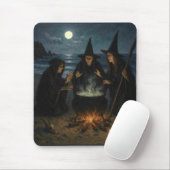 Drei Hexen Brew Cauldron Vollmond Strand Mousepad (Mit Mouse)