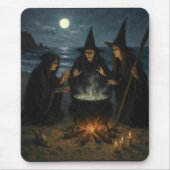Drei Hexen Brew Cauldron Vollmond Strand Mousepad (Vorne)
