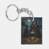 Drei Hexen Brew Cauldron Vollmond Strand Schlüsselanhänger (Vorderseite links)