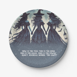 Drei Hexen im nächtlichen Starry-Halloween-Party Pappteller