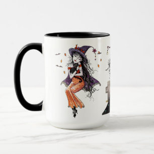 Drei Hexen mit schwarzer Katzen Halloween-Fantasie Tasse