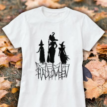 Drei Hexen & Spider WebHalloween-T-Shirt