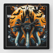 Drei Hexenschlangen unter Vollmond Quadratische Wanduhr (Vorderseite)