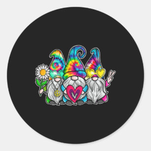 DREI HIPPIE GNOMES Groovy Retro Gefärbte Krawatte Runder Aufkleber