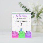 Drei Hippo-Party Einladung (Stehend Vorderseite)