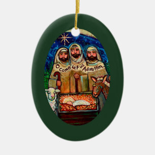 Drei Hirten, o Komm Lass uns zu seiner Verzierung Keramik Ornament
