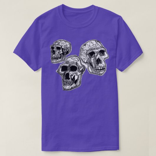 Drei Hominid Skulls T-Shirt (Design vorne)