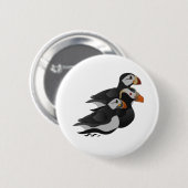 Drei hübsch gesellige Puffins Cartoon Button (Vorne & Hinten)