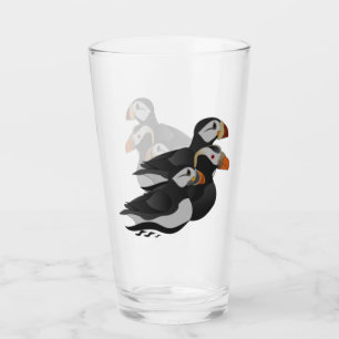Drei hübsch gesellige Puffins Cartoon Glas