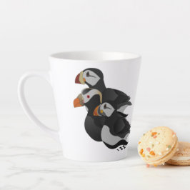 Drei hübsch gesellige Puffins Cartoon Milchtasse