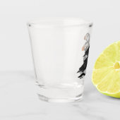 Drei hübsch gesellige Puffins Cartoon Schnapsglas (Links)