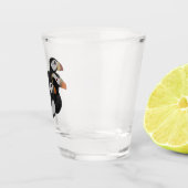Drei hübsch gesellige Puffins Cartoon Schnapsglas (Rechts)