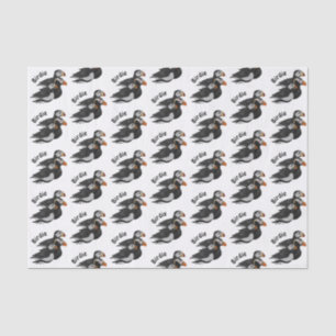 Drei hübsch gesellige Puffins Cartoon Seidenpapier