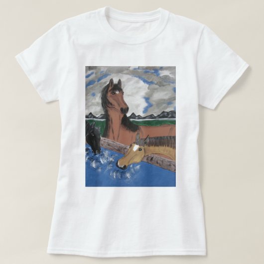 Drei hübsche Pferde T-Shirt (Design vorne)