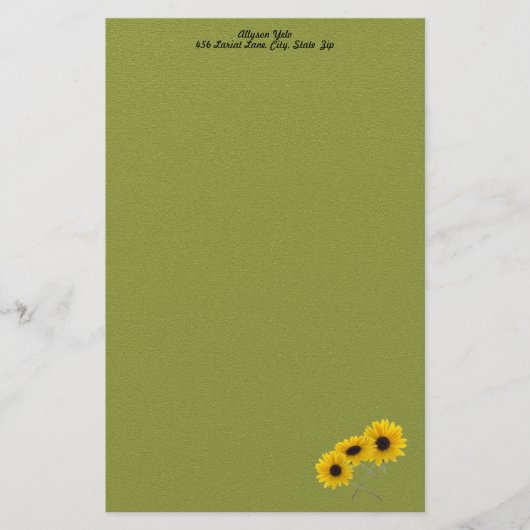 Drei Hübsche SonnenblumenECKE Foto Custom Briefpapier (Vorderseite)