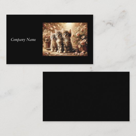 Drei hübsche Tabbykätzchen mit Blume Visitenkarte (Vorne/Hinten)