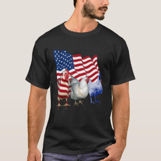 Drei Hühner - Amerikanische Flagge Bauer 4. Juli T-Shirt