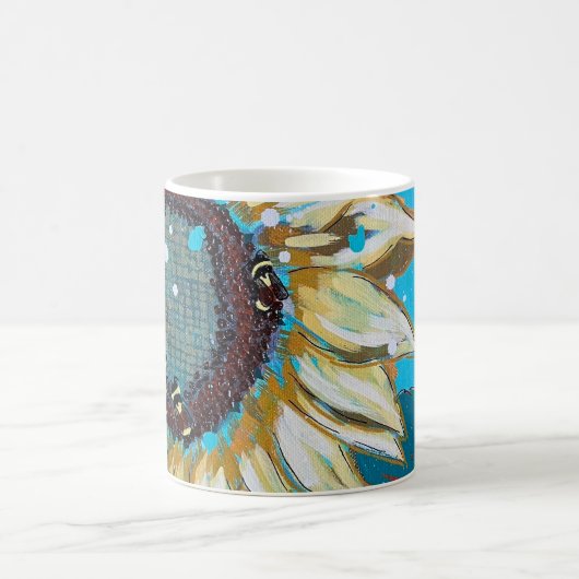 Drei Hummeln auf einer Sonnenblume Kaffeetasse (Mittel)