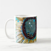 Drei Hummeln auf einer Sonnenblume Kaffeetasse (Links)