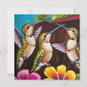 Drei Hummingbirds Blumengarten Blank Note