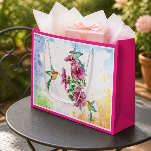 Drei Hummingvögel Aquarelltasche (groß) Große Geschenktüte