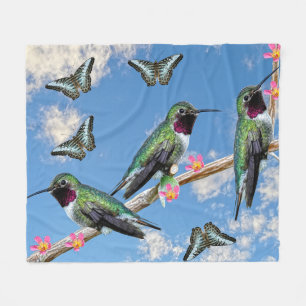 Drei Hummingvögel auf einem Ast Floss Silt Fleecedecke