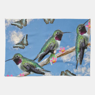 Drei Hummingvögel auf einem Ast Floss Silt Geschirrtuch