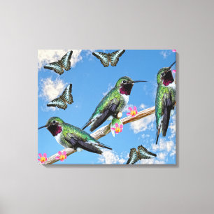 Drei Hummingvögel perlen Stretchelkanven Print Leinwanddruck