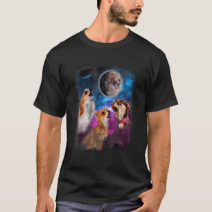 Drei Hunde-Chihuahuas heulen den Mond an 3 Hunde W T-Shirt