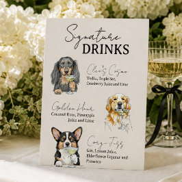 Drei Hunde Hochzeits-Signature-Drinks Bar Schild