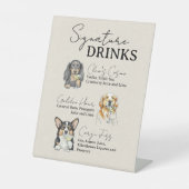 Drei Hunde-Hochzeitsignatur Drinks Bar-Zeichen Sockelschild (Vorderseite)
