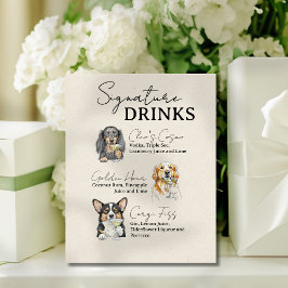 Drei Hunde-Hochzeitsignatur Drinks Bar-Zeichen Sockelschild