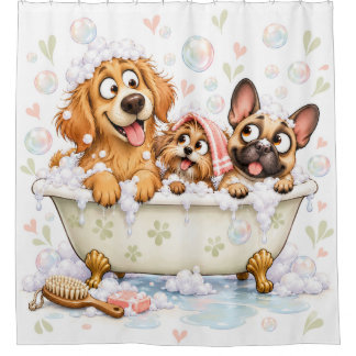 Drei Hunde in der Wanne Lustige Badezimmer Duschvorhang